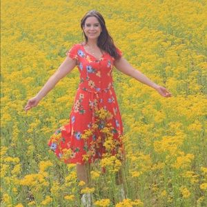 Red Summer floral dress